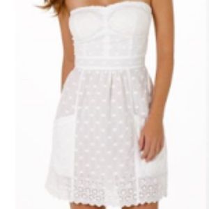 American Eagle White Strapless Eyelet Lace Dress